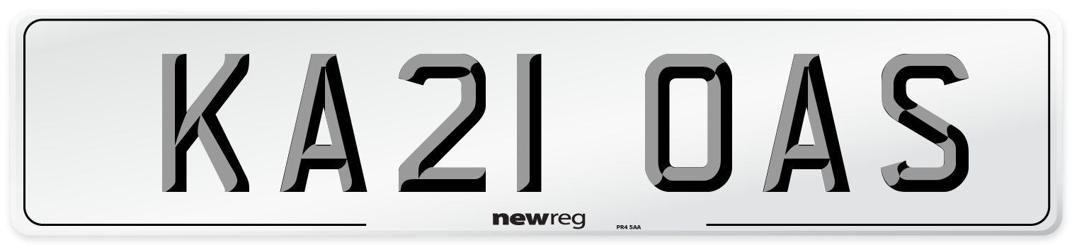 KA21 OAS Number Plate from New Reg
